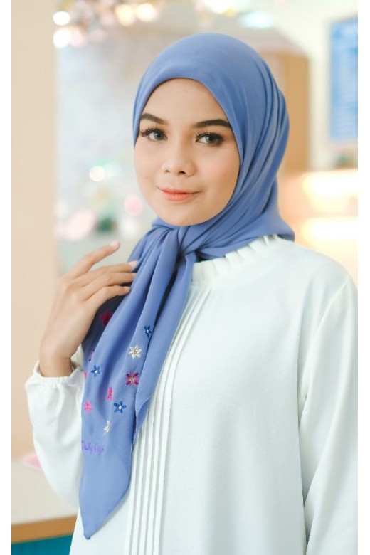 Hijab Segi 4 Azzura Embroirdery Soft Denim